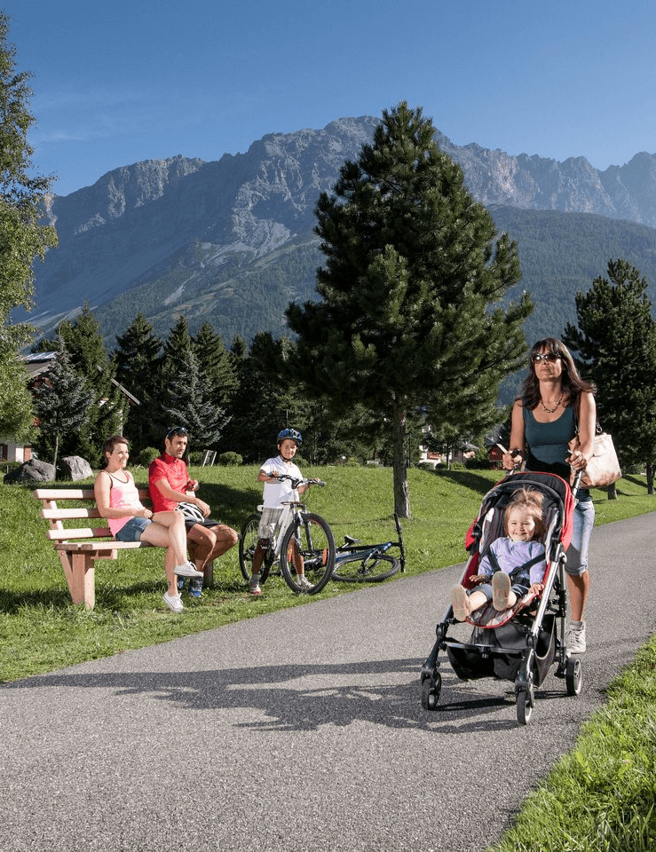 In the mountains with strollers