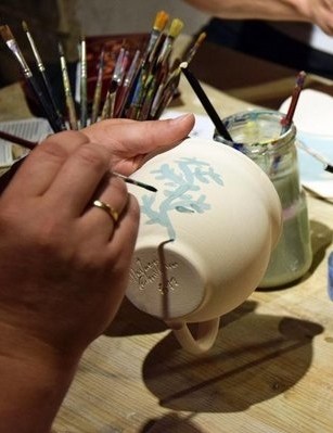 Painting dishes from clay image