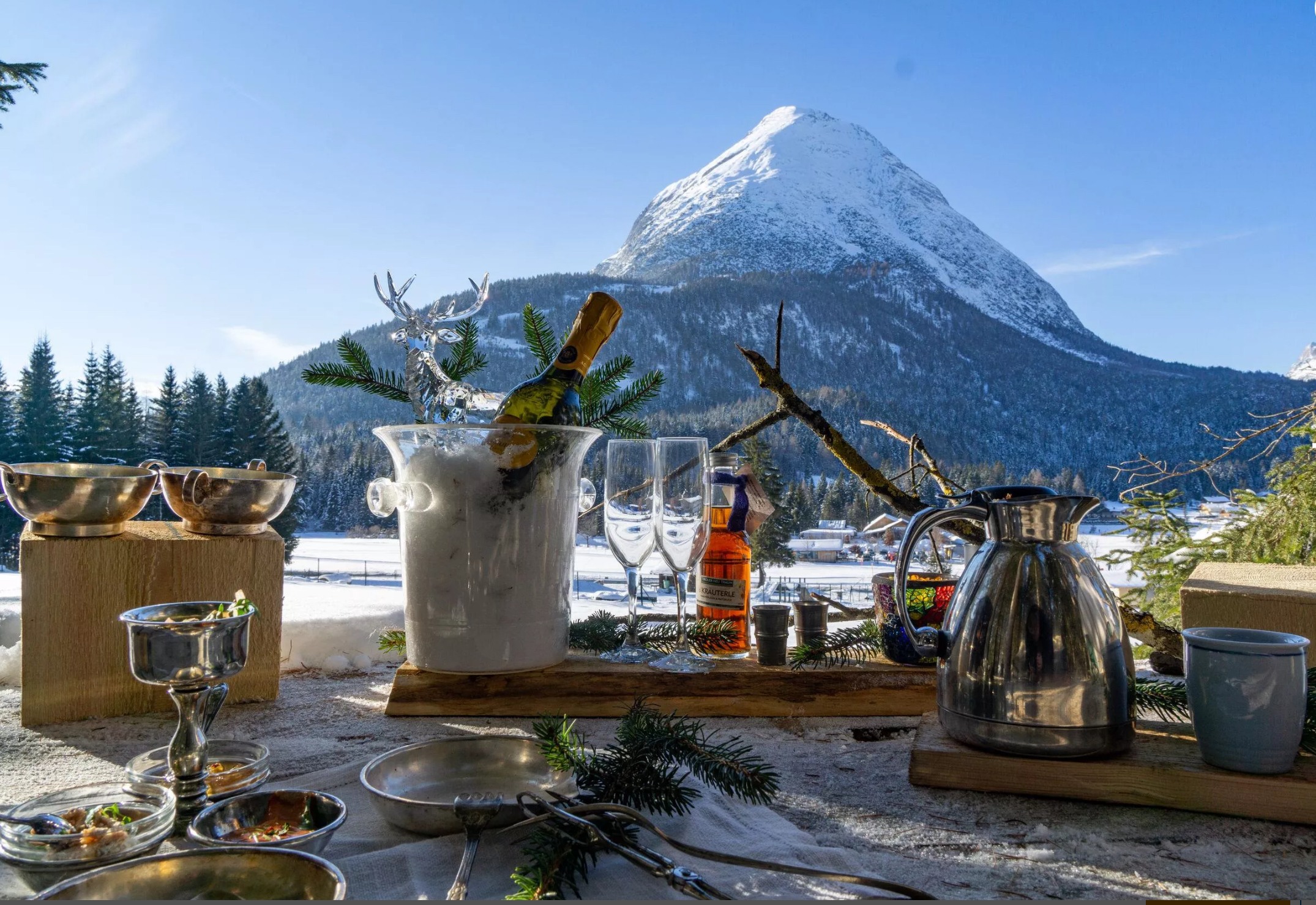 Winter picnic on a private panoramic platform with a kettle & more