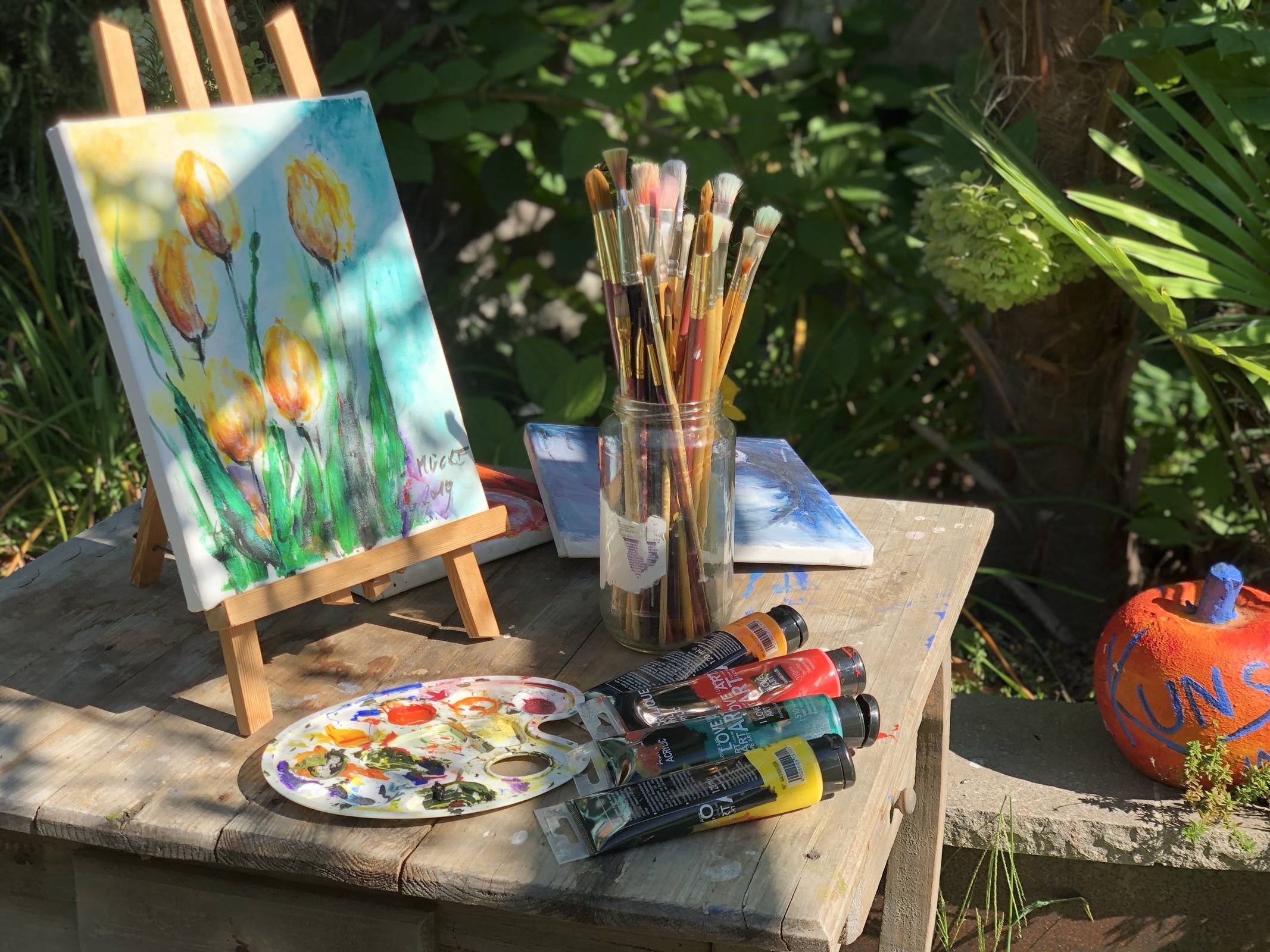 Painting in our garden studio