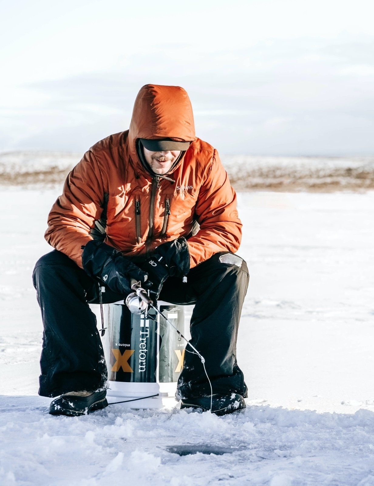 Ice fishing on the lake