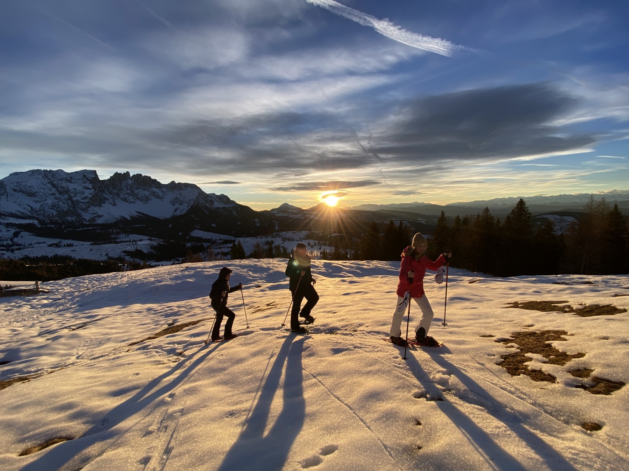 Sunset hike with snowshoes